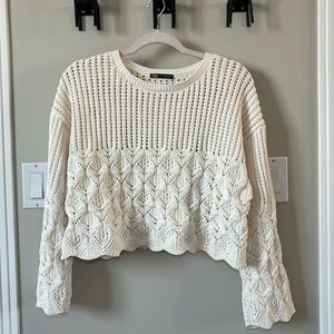 Loose Crotchet Sweater in Cream